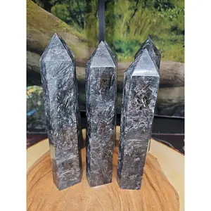 1ea Arfvedsonite Garnet Blue Flashes Crystal Point Tower Polished 1.5- 1.90lbs Chakra Energy Stone Agate
