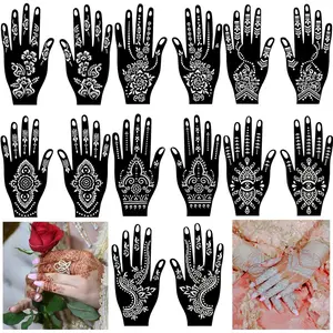 14 Sheets Henna Tattoo Stencils Kit for Hand Body Art, Indian Arabian Temporary Tattoo Template Mehndi Stencil Stickers