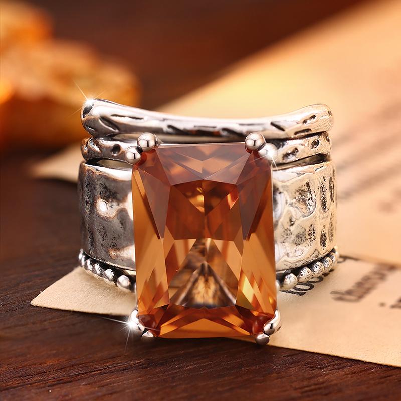 Women's Vintage Geometric Copper Statement Rings - Champagne Cut Beautiful Costume Jewelry, Boho-Chic Elegant Antique-Vibe Accessory for Party Wear, Beautiful Rings