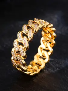 Men's Hip Hop Cuban Chain Ring, 8mm Zirconia Electroplated, Trendy Party Birthday Jewelry Accessory, Trendy Jewellery Accessories