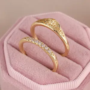 Hollow Pattern Combination Ring with Metal Coating for Women Elegant High-Quality Fashionable Simple Design Versatile Wear Marquise Wedding Bands Trendy Jewellery Accessories Jewelry Gifts