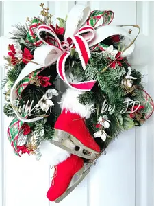 Christmas Wreath - Winter Ice Skates Grapevine Wreath