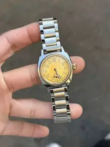 Vintage Pilot Style Men's Watch, Stainless Steel Case, Champagne Gold Dial, Business Casual Wristwatch, Oval Analog Face