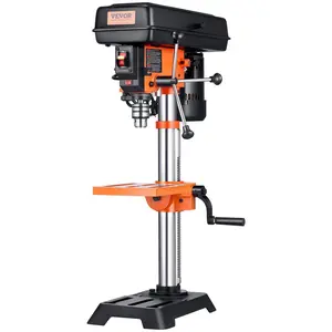 Benchtop Drill Press, 3.2 Amp, 5-Speed Adjustable Drill Press with 650/1050/1800/2350/3100 RPM, 10-inch Swing, Cast Iron Frame, 0-45 °   Tiltling Worktable, Work Light, for Drilling Wood & Metal