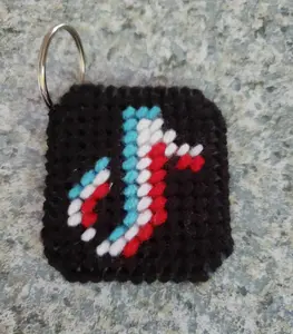 Handmade TikTok Keychain, Plastic Canvas Keyring