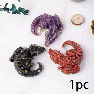 Natural Crystal Stone Wolf Statue, 1 Count Reiki Stone Dragon Figurine, Fengshui Sculpture for Home Office Decoration, Crystal Carvings