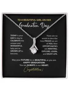 To A Beautiful Girl on Her Graduation Day Necklace V-shaped Pendant Necklace with Card and Gift Box Happy Graduation Gifts for Her Inspirational Necklace