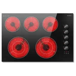 Karinear 30-In 5-Burner 8600W Electric Induction Cooktop, Hybrid UI, Knob & Touch Controls, Child Lock, Ceramic Indicator summerwins