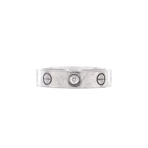 Pre-owned Cartier Love Wedding Band 1 Diamond Ring 18K White Gold with Diamond by Rebag