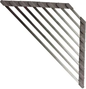 Corner Sink Dish Drainer Over The Sink Dish Drying Rack Corner Dish Rack SUS304 Cubic Stainless Still Kitchen Sponge Holder Corner Sink Sponge  Dish Rack (Gray)