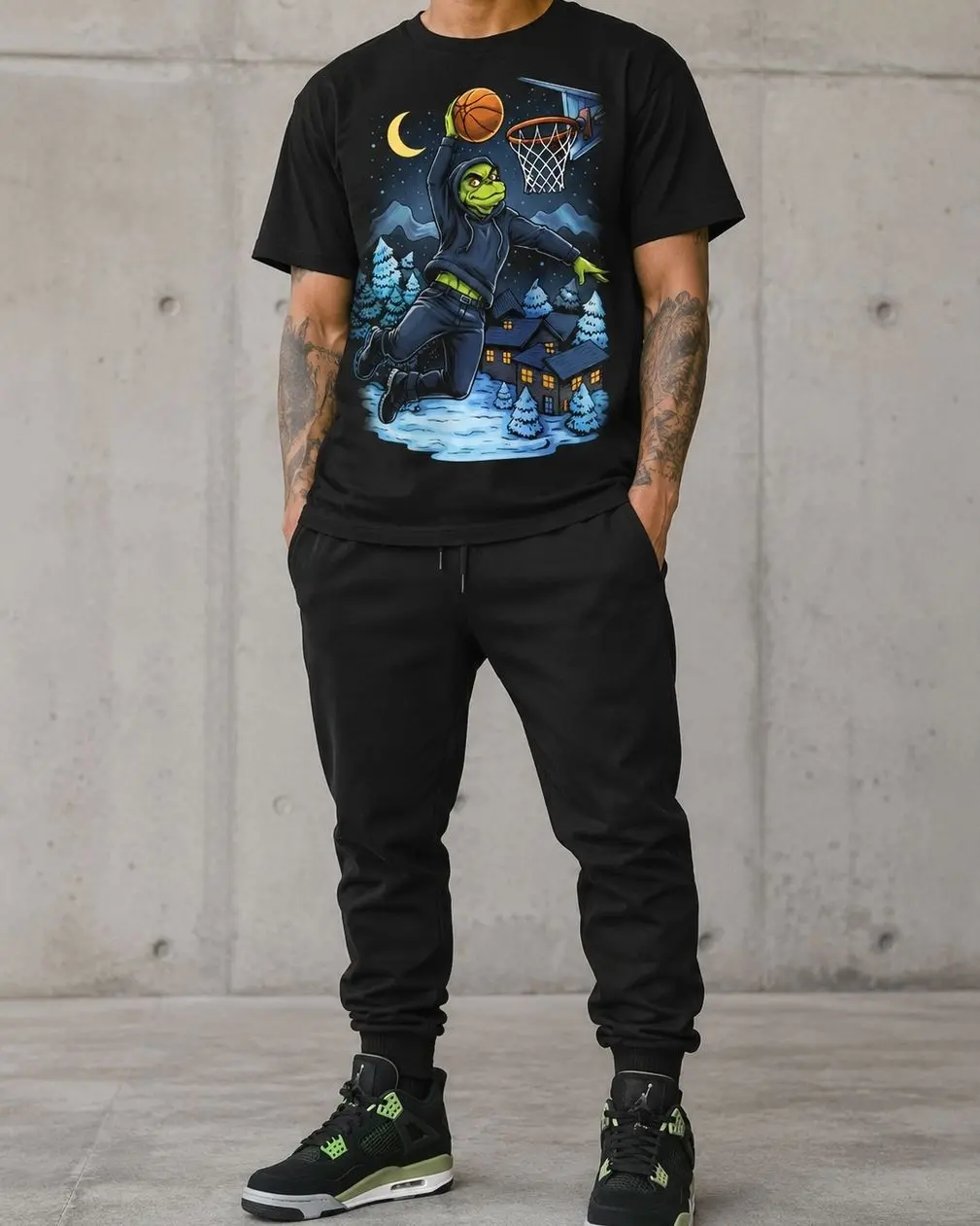 Holiday Dunk Streetwear Tee – Black Ice Blue Edition Unisex T-shirt Streetwear