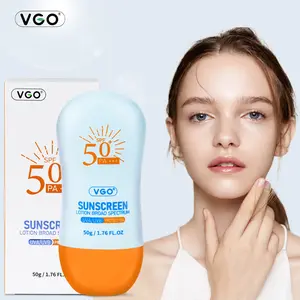 VGO Sunscreen Lotion Broad Spectrum SPF 50 PA Plus Plus Plus 50g Outdoor UV Protection Lightweight Fast Film Forming Zinc Oxide White Tea Scent All Skin Types