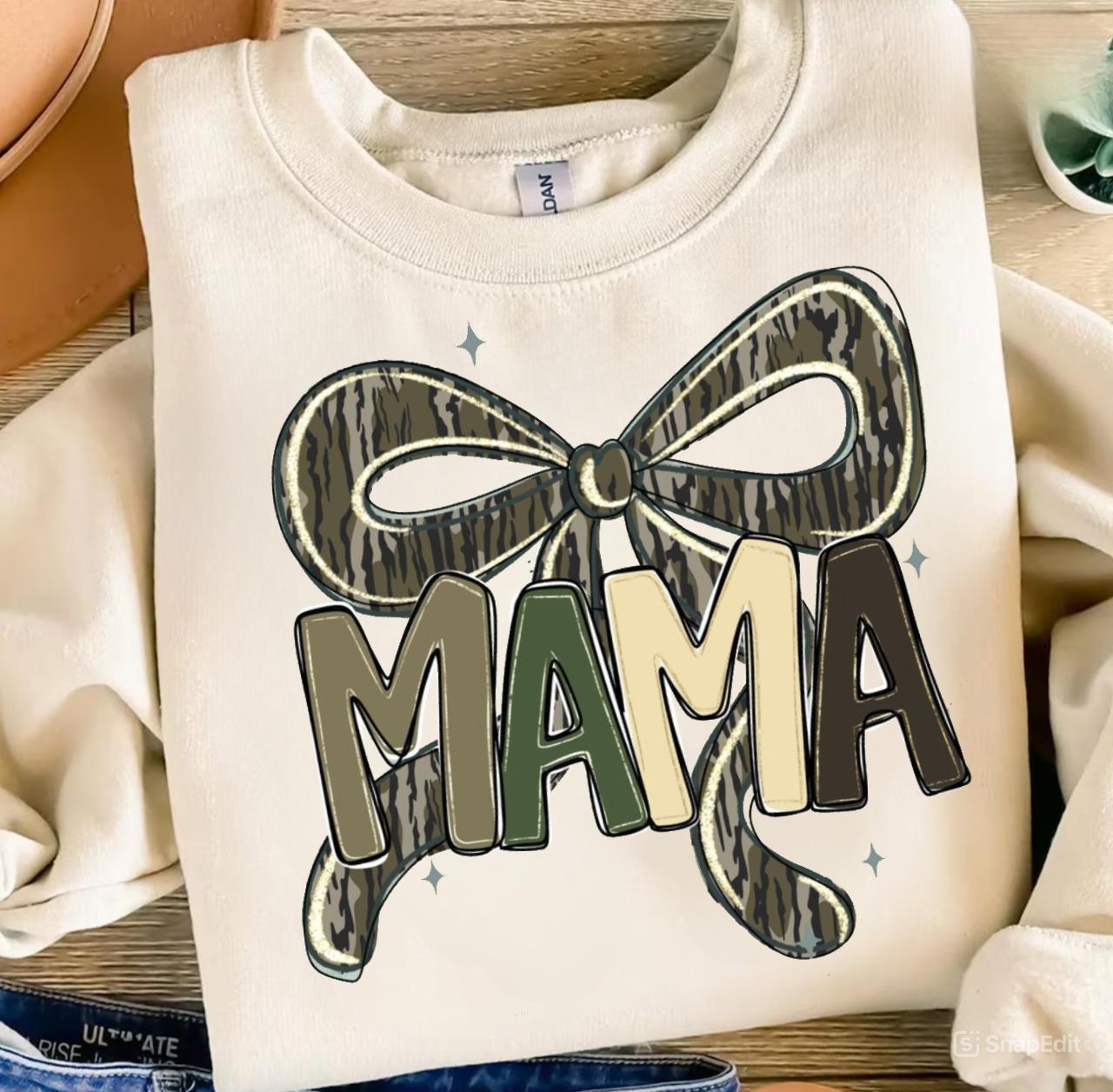 Camo Mama Sweatshirt T-Shirt, Deer Hunting Camouflage Shirt, Camo Western Tee, Old School Camo Shirt, Cozy Season Country Distressed Hoodie, Mom Gifts