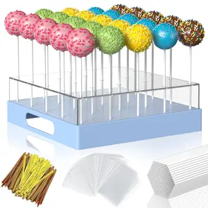 25-Hole Clear Acrylic Cake Pop Stand, Cake Pops Display Holder with Sticks, Dessert Table Decoration for Weddings, Birthdays, and Parties