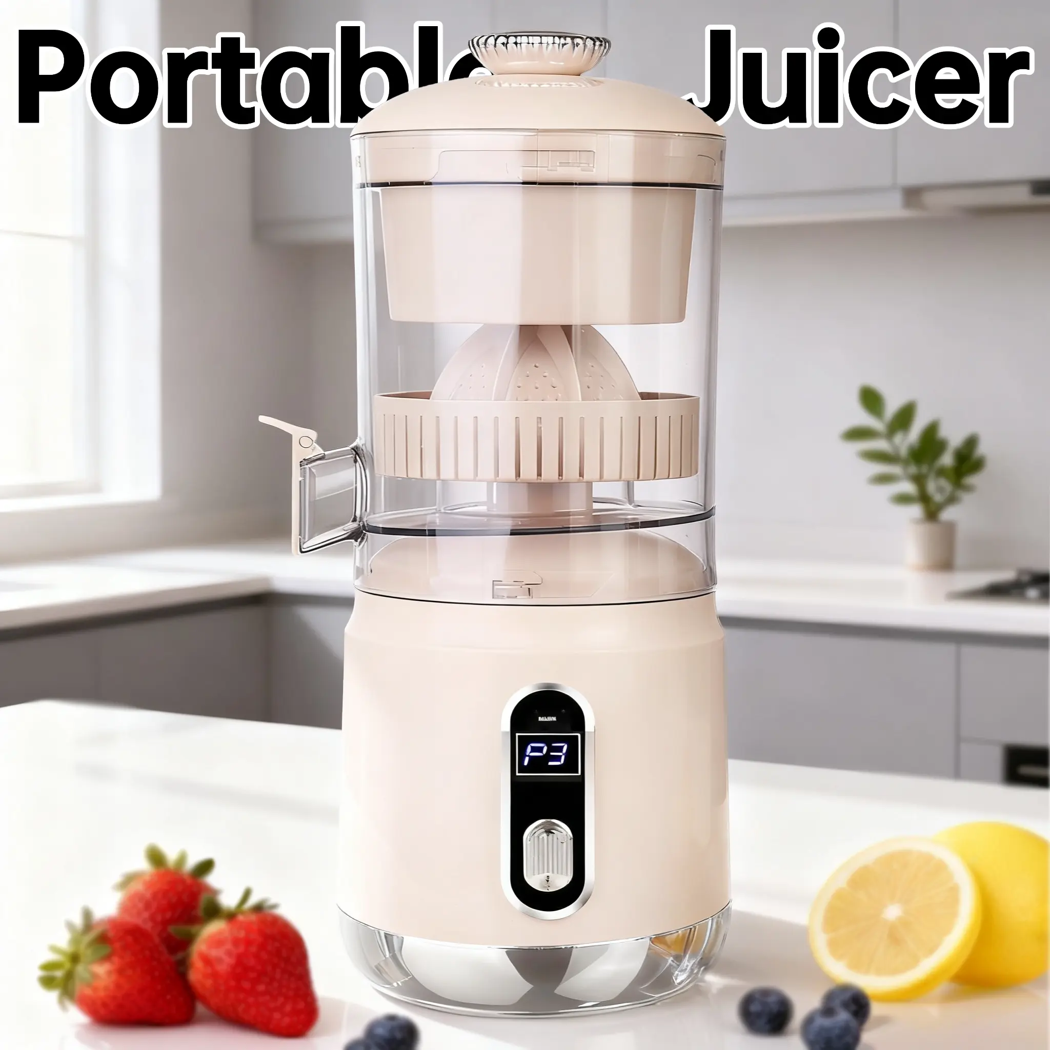Cold Press Juicer Machine - Whole Fruit Juicer & Vegetables Juice Extractor with 4.13in Extra-Wide Chute, 98% Juice Purity, 2 Included Cups, Easy to Clean
