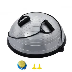 23-Inch Anti-Skid PVC-Based Half Exercise Ball Trainer, 660lbs Capacity Stability Ball with Resistance Bands & ft Pump, Full-Body Strength Fitness Equipment for Home Gym, Yoga Workout Tool Kit, Foot Pump