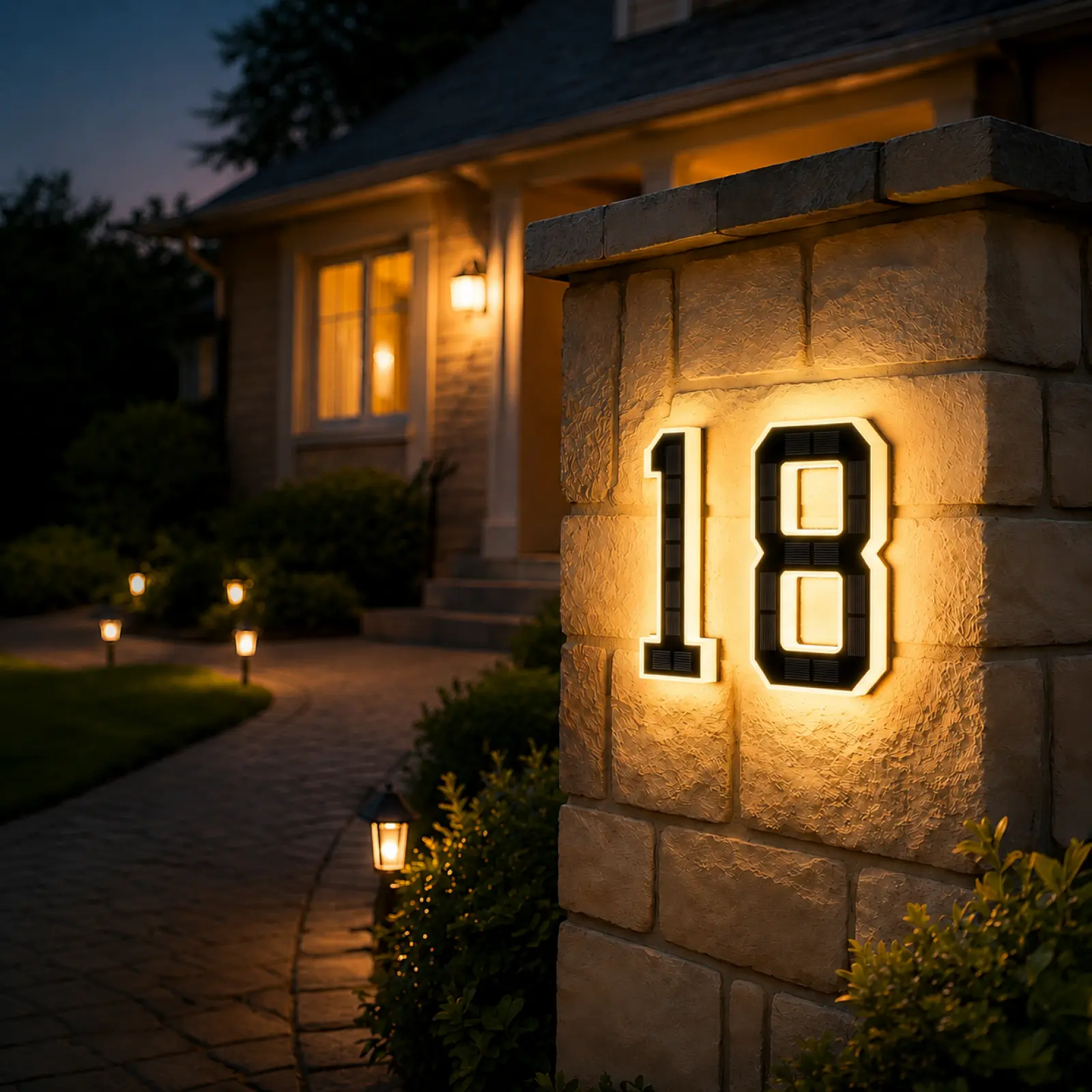 Solar Lighted 9/4.7 Inch House Numbers for Outside, Waterproof LED Address Numbers Signs , House Numbers Light,Modern Farmhouse Illuminated Sign Decor illuminate exterior modern house number diy personalisation Signage Personalized Plaque door