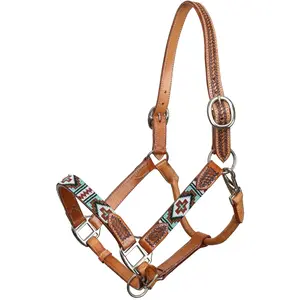 Beaded Cross Leather Halter