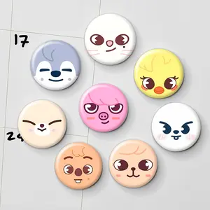 Cartoon Pinback Button Fridge Magnet Kpop Accessories K-pop Merch Kawaii Gift Vinyl Sticker Decor Aluminium