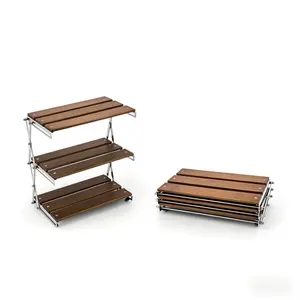 3 Tier Folding Shelf instant extra counter space no assembly needed camping kitchen must have
