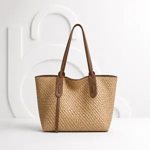 Woven Tote Bag for Women Large Shoulder Handbag Basket Tote Bag Work Tote Bag School Tote Bag Commuter Shopper Bag Travel Carryall Open Top Purse Soft Handle Bag for Ladies Teens College Students Office Travel Shopping Daily Use Chic Casual Bag Stylish