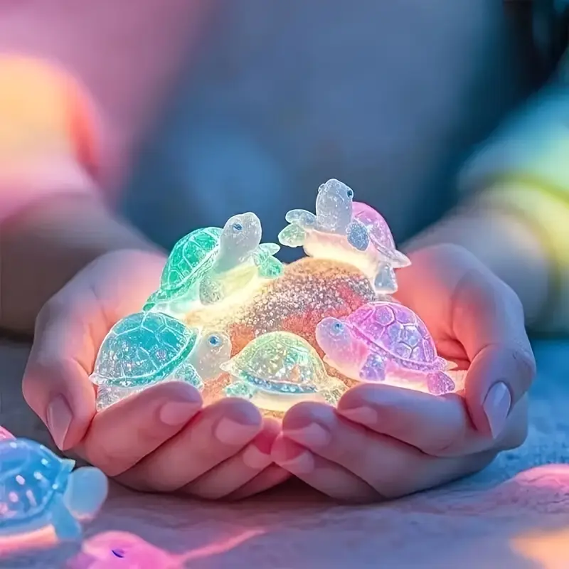 25 luminous 3D turtle statues-colorful translucent plastic Ornaments, Glow In Dark decorations, Animal decorations, suitable for DIY crafts, party gifts, class rewards and beach-themed activities Halloween, Christmas, birthdays