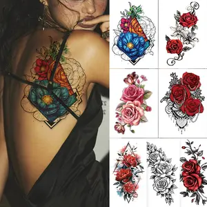 Temporary Tattoos for Women Female, 7 Sheets Large Big Fake Tattoos, Long-lasting Flower Tattoos, Floral Design Variety Pack Realistic Tattoos 3D, Sexy for Body Arm Chest Shoulder Thigh