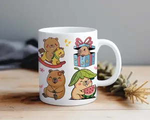 Cute Capybara Coffee Mug Kawaii Animal Cup Funny Capybara Gift for Girls Teens & Animal Lovers Microwave & Dishwasher Safe Adorable Kawaii Design