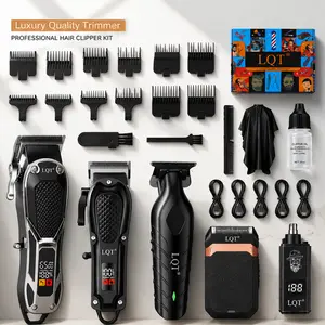 Men's 5-Piece Professional Hair Clipper & Trimmer Kit - USB Rechargeable Barber Grooming Set with LCD Display, Adjustable Blade Clippers, Precision Trimmer, Complete Accessories power