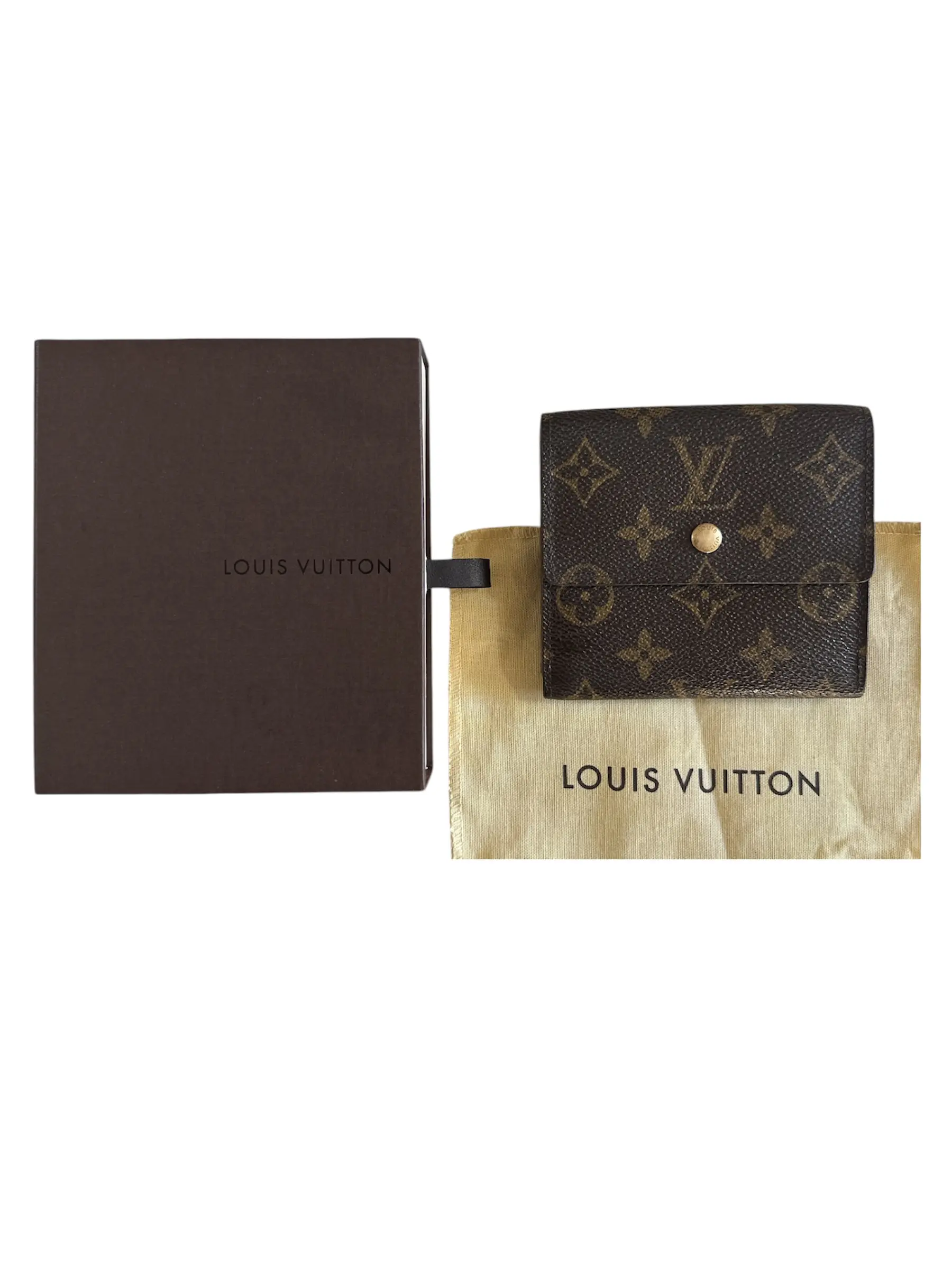 Pre-owned Louis Vuitton Leather Small Leather Goods Monogram Elise Wallet with Box and Dustbag