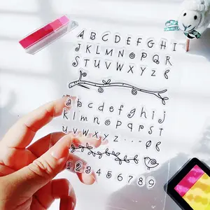 Branch 26 Alphabet Clear Stamps Arabic Numerals Pattern Transparent Seal Silicone Clear Stamps for Holiday Card Making Decoration and DIY Scrapbooking Album DIY Crafts