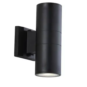 JONATHAN Y Duo Modern Midcentury Cylinder Outdoor Metal/Glass Integrated LED Wall Sconce with Uplight; for Living Room, Bedroom, Kitchen, Office