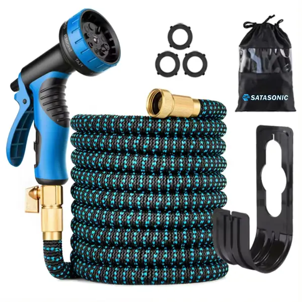 Expandable Garden Hose with 10 Functions Spray Gun - 4 Layers Latex Inner Tube - Portable & Tangle-Free Water Hose, Outdoor Watering Tools