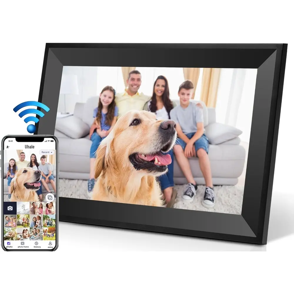 10.1 in HD Touch Screen Digital Picture Frame - 16GB Storage, WiFi, Auto-Rotate, App-Enabled Free Photo & Video Sharing, Home Supplies Gift for Family, Ideal for Mother's Day, 10.1 Inch