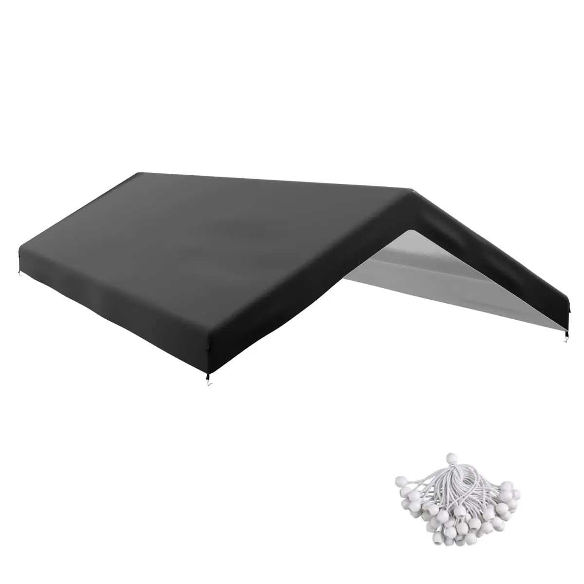 212 Main 84C-448V00CG 10 x 20 ft. Outsunny Carport Replacement Canopy, UV Resistant Garage Car Cover with Ball Bungee Cords, Dark Gray