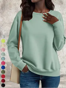 Womens Oversized Knit Sweatshirts Hoodies Fleece Crewneck Sweaters Basic Casual Tops Comfy Fall Fashion Outfits Winter Clothes 2025