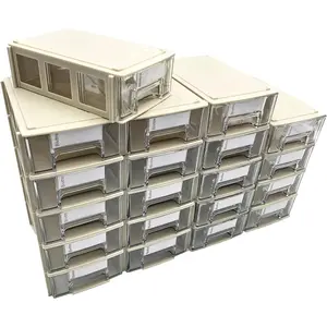 Stackable Storage Drawers Set of 20, Plastic Drawers Organizer for Small Parts Screw Craft Organizer, Mini Drawer Organizer with Dividers and Paper Labels(GREY)