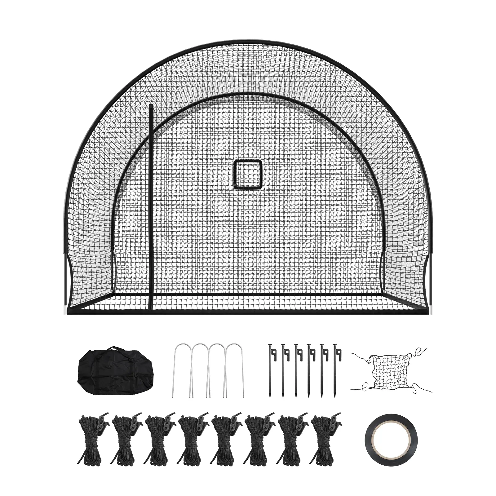 Baseball Batting Cage, 12.0 x 10.2 x 7.6 FT Freestanding Portable Batting Cage, Hitting Cages with 4-Ply Knotless Polyester & Pitching Machine Opening, Battings Cages Netting for Indoor Outdoor
