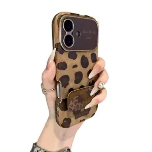iP17ProMax/Air phone case 16/15/14/13 retro leopard print large window suede high-end full coverage high-definition lens film scratch-proof shockproof anti-fall anti-fingerprint smartphone protective case