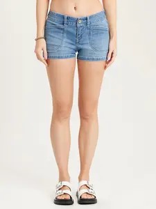 Delaney 3.5" Denim Shorts – Mid-Rise Lightweight Casual Jean women's Shorts for Summer Wear with Button & Zip Closure