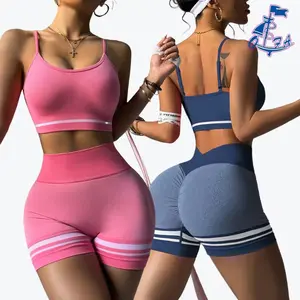 V Waist Scrunch Butt Shorts and Bra 2PC Set for Women - Comfortable and Stylish Activewear