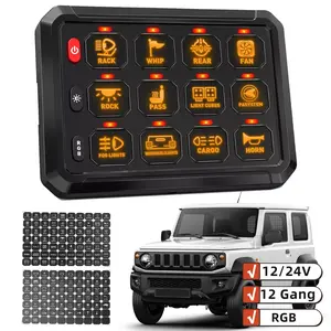12 Gang Switch Panel Dimmable 12/24V Car LED Touch Control Panel Box Electronic Universal Circuit Control Relay System Switch Touch Box for Car Truck Boat Marine ATV UTV SUV - RGB