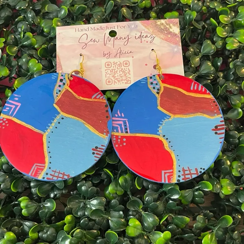 Live Earrings - 3 Inch BIG - Lightweight Drop Earrings in Vibrant Colors with Unique Design and Metal Wire for Stylish Outfit - Hand Made Just For You