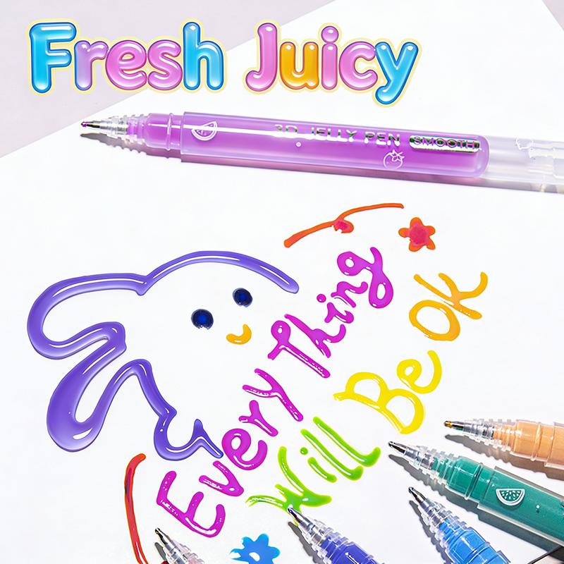 3D Jelly Pens, 12/24/36 Colors Set of 3D Effect Jelly Gel Pens, Perfect for Painting, Drawing, Writing, Bullet Journal, Card Making, Nail Painting, DIY Crafts