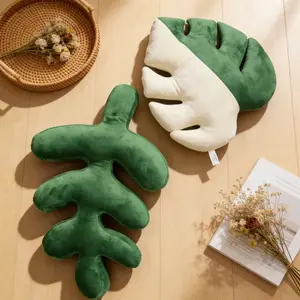 2pcs Minimalist Leaf Shaped Cushions, Plant Series Sofa Pillows, Soft Decorative Car Seat Pillow, Office Lumbar Support