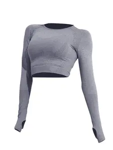 Women's Long Sleeve Yoga Top, Gym Workout Tops, Autumn and Winter Fitness Sportswear, Quick-Dry Running and Training Shirt, Professional Pilates Exercise Apparel