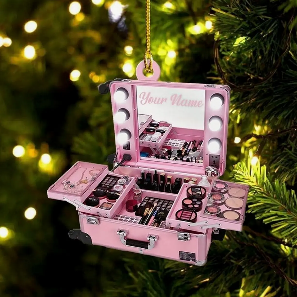 Personalized Makeup Ornament: 2D Flat Christmas Tree Decor