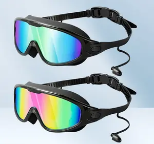 2-Pack Unisex Swim Goggles, Sporty Wide-View Design with No-Leak Seal, Anti-Fog and UV-Protective Rainbow Lenses, Kids Swim Goggles