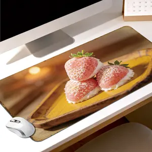 Premium Pink Strawberry With Cream Dessert Illustration High Quality Mouse Pad Modern Office Gaming Comfort Experience Non?Slip Durable For Daily Work And Play  40*80 Size.