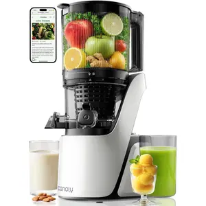 C16 Cold Press Juicer, 6" Extra Wide Feed Chute, 3-IN-1 Strainers (Juice & Sorbet & Nut Milk), Powerful AC Brushless Motor, Self Precut System, Juicer Machines with BPA-Free (Pearl White)